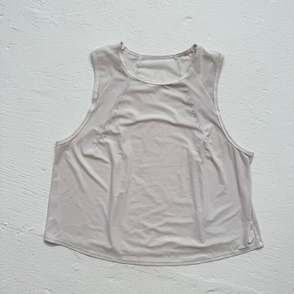 Lululemon Lightweight Reflective Crop Tank Top Beige White, Size 6-8 - Picture 1 of 7